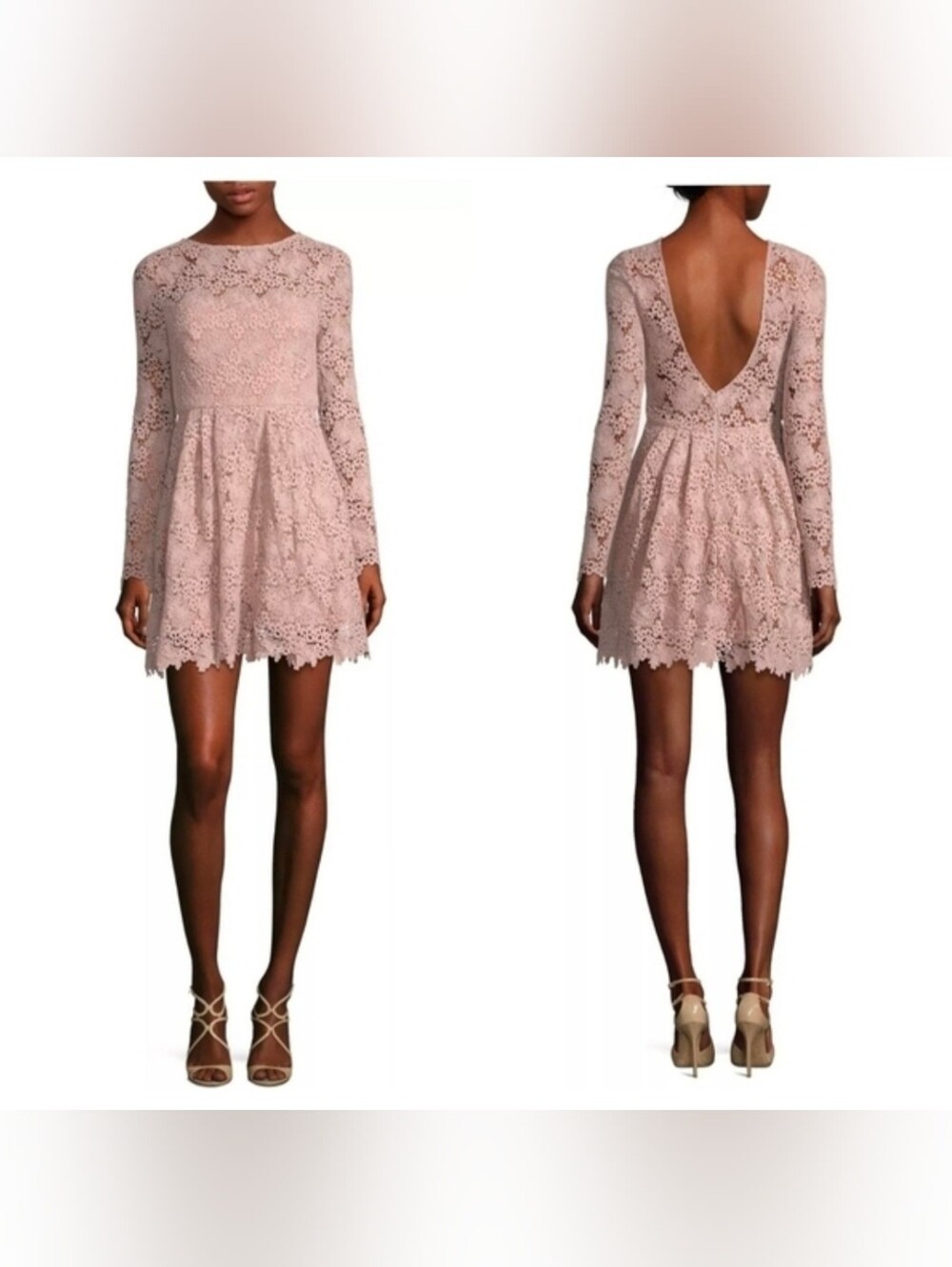 ML Monique Lhuillier Blush Lace Dress